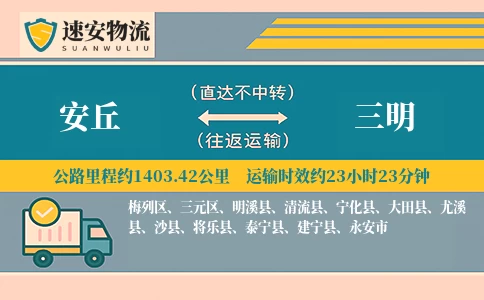 安丘到大田县物流公司