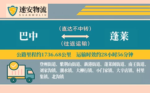 巴中到蓬莱货运公司