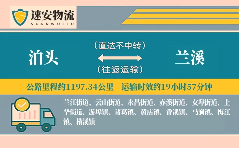 泊头到兰溪货运公司