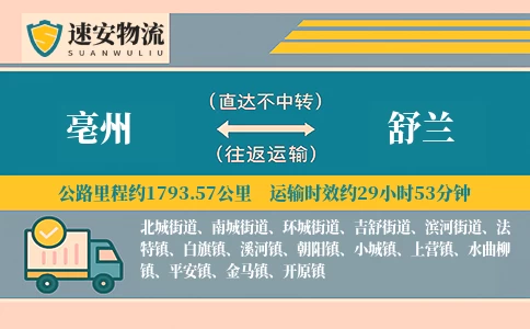 亳州到舒兰货运公司