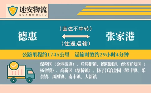 德惠到张家港货运公司
