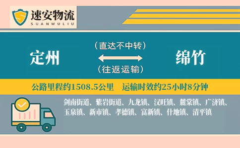 定州到绵竹货运公司