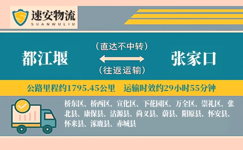 都江堰到张北县物流公司