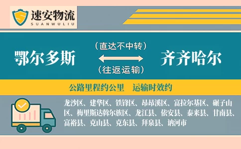 鄂尔多斯到齐齐哈尔货运公司