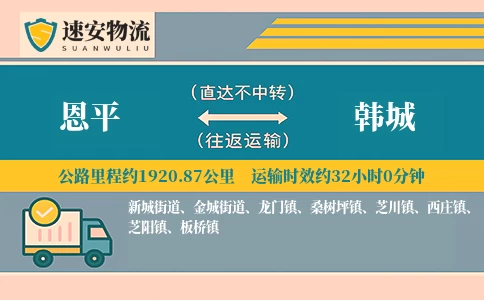 恩平到韩城货运公司
