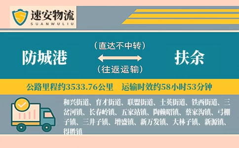 防城港到扶余货运公司