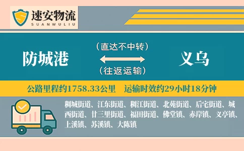 防城港到义乌货运公司