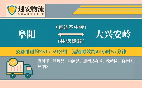 阜阳到大兴安岭货运公司