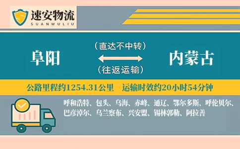 阜阳到内蒙古货运公司
