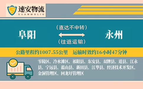 阜阳到永州货运公司