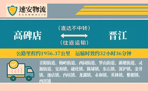 高碑店到晋江货运公司
