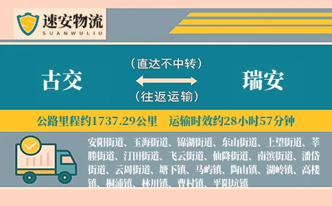 古交到瑞安物流公司