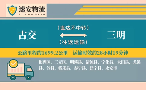 古交到三明货运公司