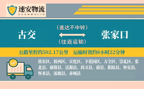 古交到张家口物流公司