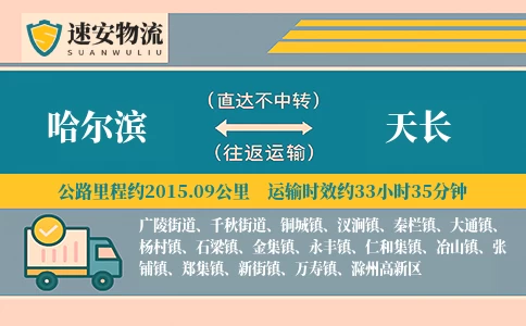哈尔滨到天长货运公司