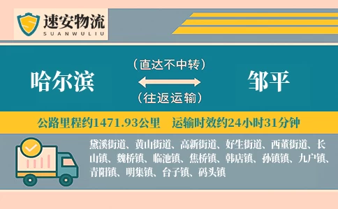 哈尔滨到邹平货运公司