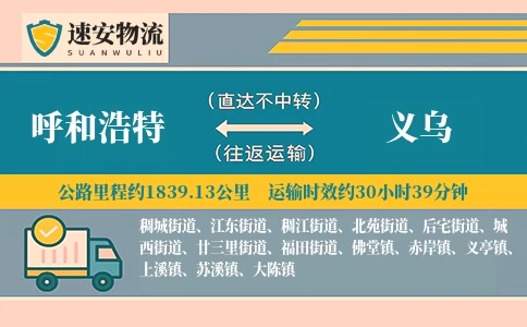 呼和浩特到义乌货运公司