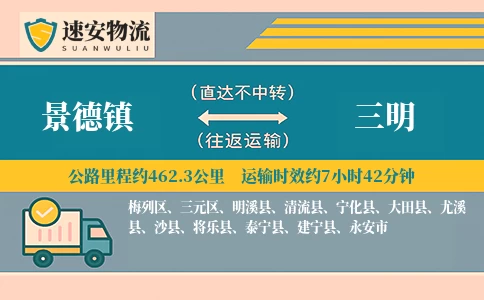 景德镇到大田县物流公司