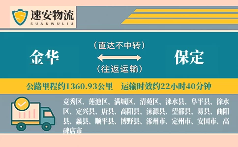 金华到保定货运公司