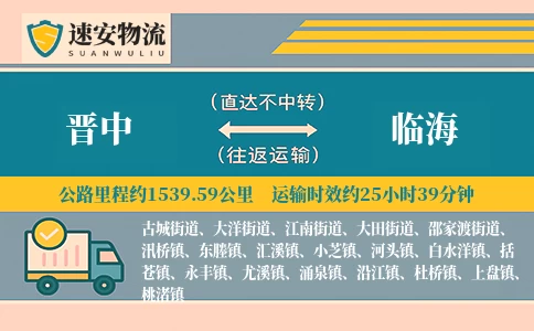 晋中到临海货运公司