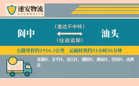 阆中到汕头货运公司