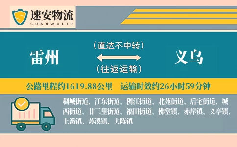 雷州到义乌货运公司