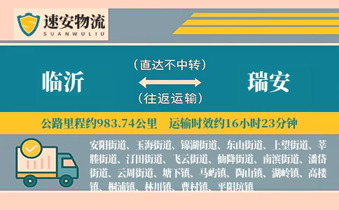 临沂到瑞安货运公司