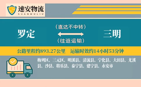 罗定到三明货运公司