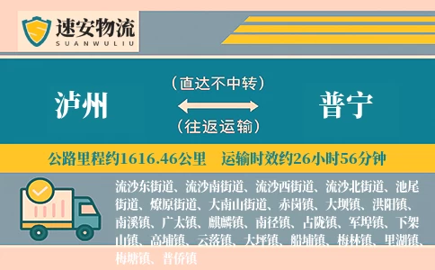 泸州到普宁货运公司