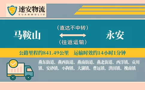 马鞍山到永安货运公司