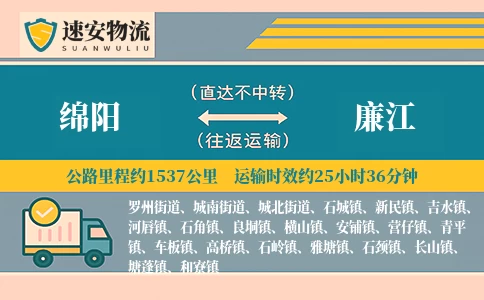 绵阳到廉江货运公司