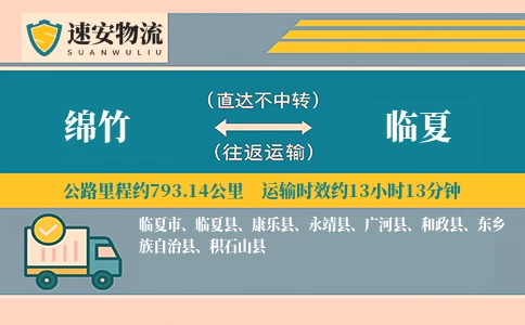 绵竹到临夏货运公司
