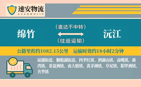 绵竹到沅江货运公司