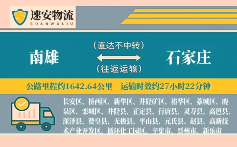 南雄到石家庄货运公司