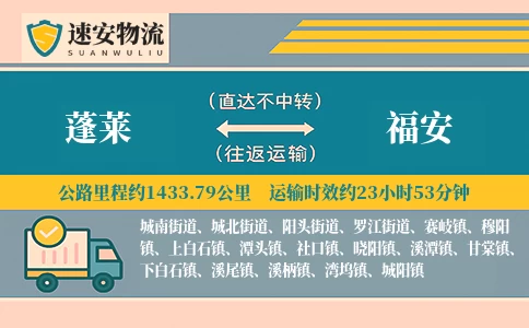 蓬莱到福安货运公司