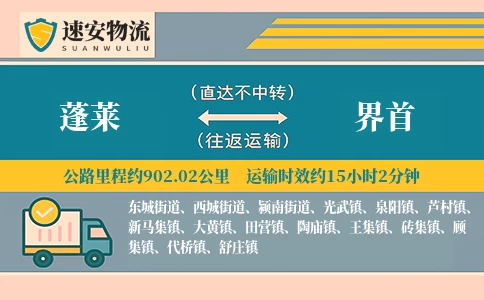 蓬莱到界首货运公司