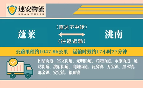 蓬莱到洮南货运公司