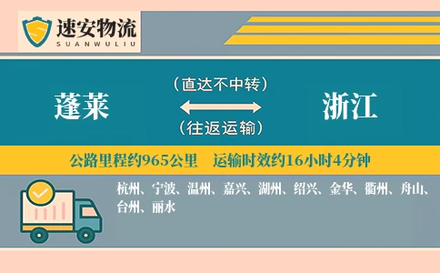 蓬莱到浙江货运公司