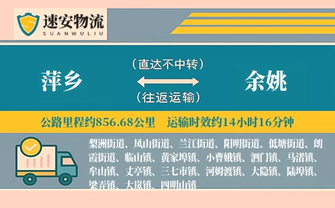 萍乡到余姚货运公司
