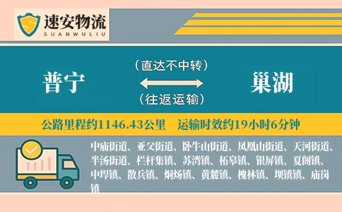 普宁到巢湖货运公司