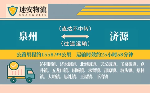 泉州到济源货运公司