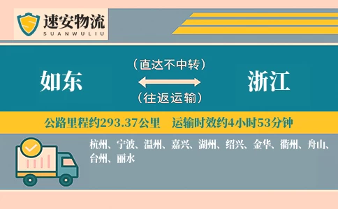 如东到浙江货运公司