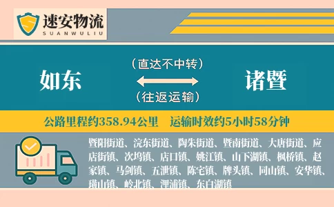 如东到诸暨货运公司