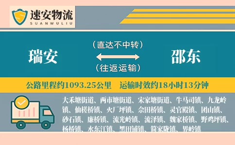 瑞安到邵东货运公司