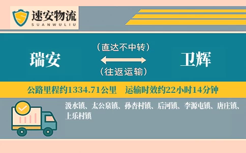 瑞安到卫辉货运公司