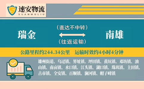 瑞金到南雄货运公司