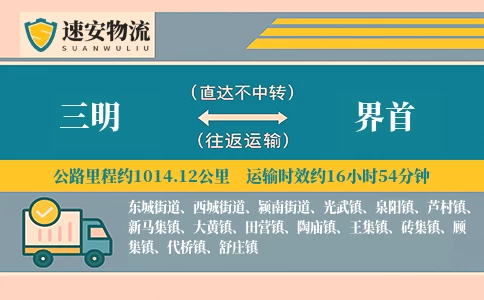 三明到界首货运公司