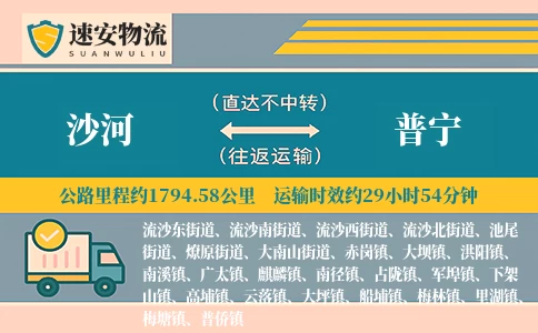 沙河到普宁货运公司