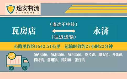 瓦房店到永济货运公司