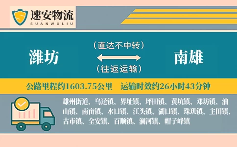 潍坊到南雄物流公司